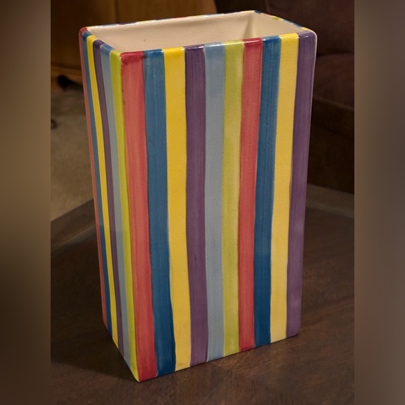 💕 (4/$15) Colorful Striped Rectangular Vase - Picture 1 of 3